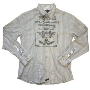 Fender Custom Shop Embroidered‎ Striped Long Sleeve Button Up Shirt Mens L y2k